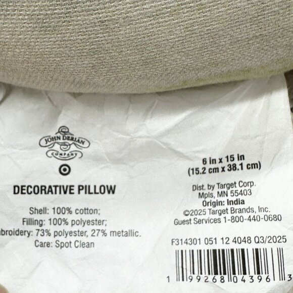 John Derian for Target Dove Decorative Pillow Beaded Embroidered Bird 6x15 NWT - Picture 10 of 10